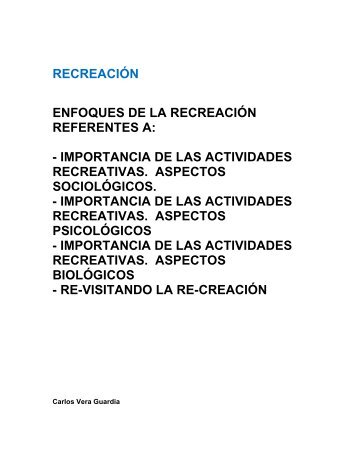 Importancia de las activ. recreativas - Vefortu.com.ve