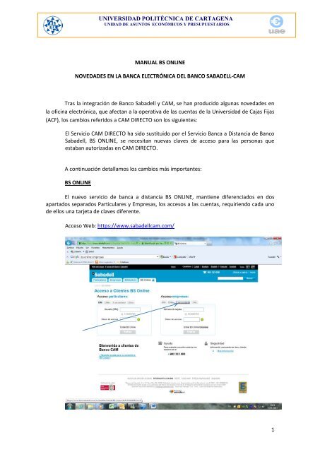 Manual Banco Sabadell ONLINE novedades Banca Electrónica