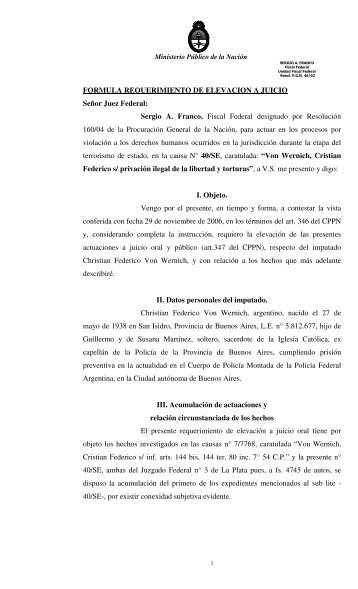 FORMULA REQUERIMIENTO DE ELEVACION A JUICIO Señor ...