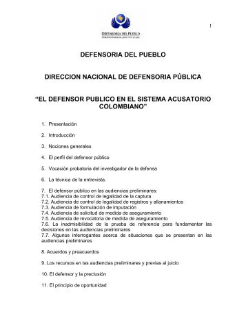 defensoria del pueblo direccion nacional de defensoria pública