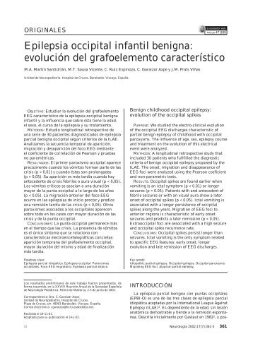 Epilepsia occipital infantil benigna: evolución del grafoelemento ...