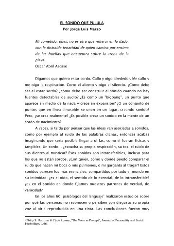 El sonido que pulula. Sobre LTM de Oscar Abril ... - Jorge Luis Marzo