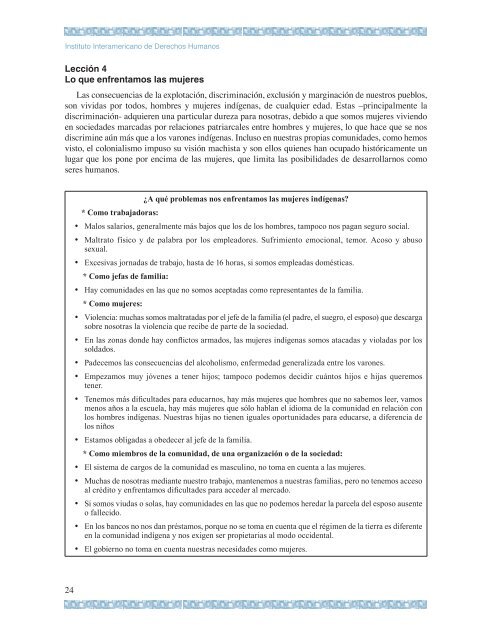 Manual sobre derechos humanos de las mujeres indígenas