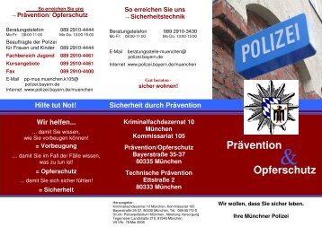 Flyer des Kommissariats 105 - Polizei Bayern