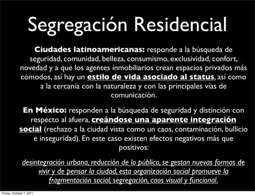 Los Fraccionamientos Cerrados como expresión de la segregación ...