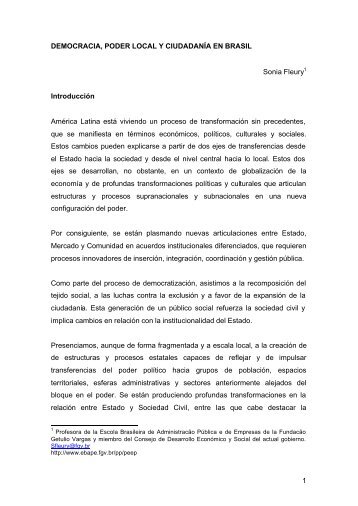 1 DEMOCRACIA, PODER LOCAL Y CIUDADANÍA ... - EBAPE / FGV