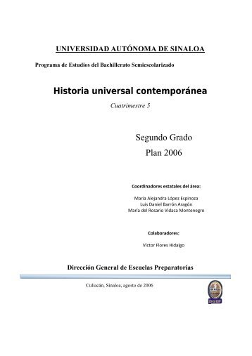 Historia universal contemporánea Segundo Grado Plan 2006