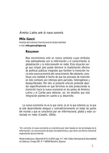 América Latina ante la nueva economía Mila Gascó Resumen - Revista ...