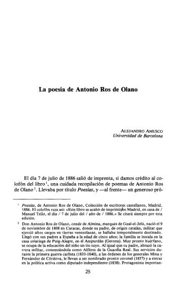 La poesía de Antonio Ros de Olano - RUA