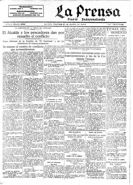 La Prensa 19220602 - Historia del Ajedrez Asturiano