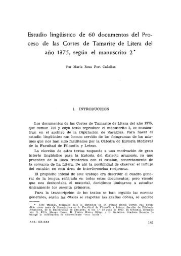 Estudio lingüístico de 60 documentos del proceso de las Cortes de ...