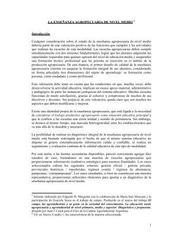 Informe Final LA ENSEÑANZA AGROPECUARIA DE ... - FEDIAP