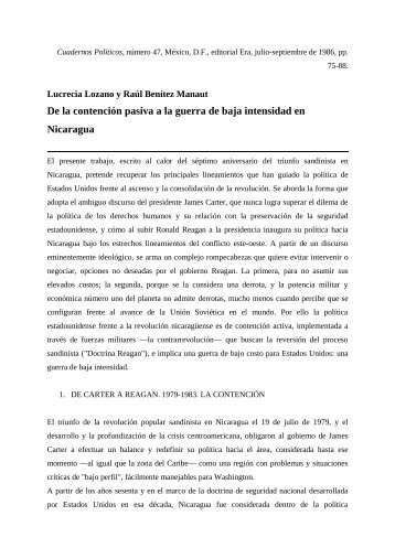 Lucrecia Lozano / Raúl Benítez Manaut De la contención pasiva a la ...