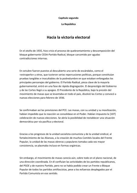 "Historia del Partido Comunista de España", Versión abreviada