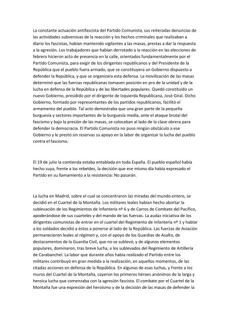 "Historia del Partido Comunista de España", Versión abreviada