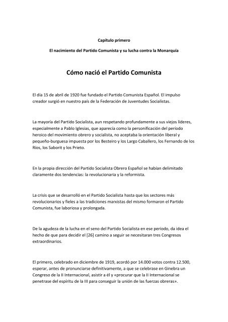 "Historia del Partido Comunista de España", Versión abreviada