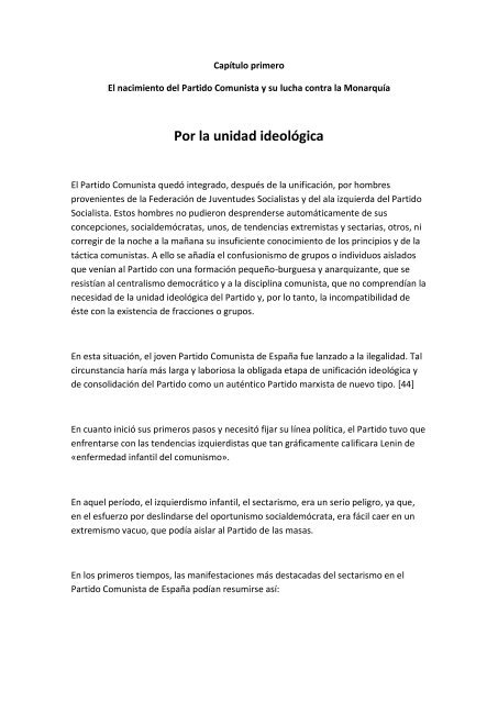 "Historia del Partido Comunista de España", Versión abreviada