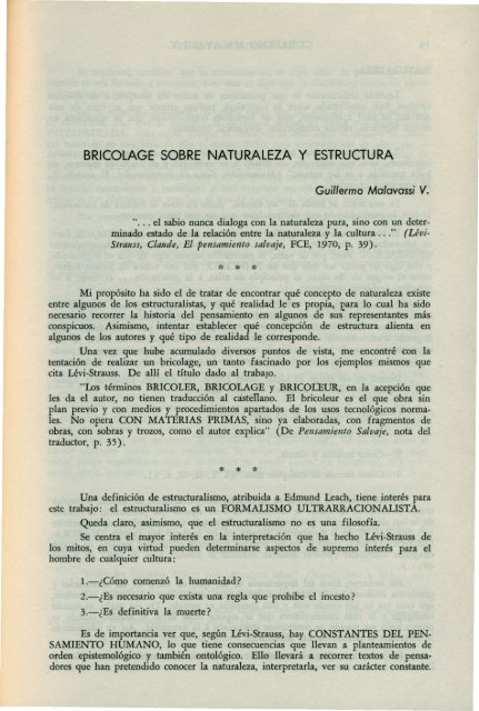 bricolage sobre naturaleza y estructura - Instituto de Investigaciones ...