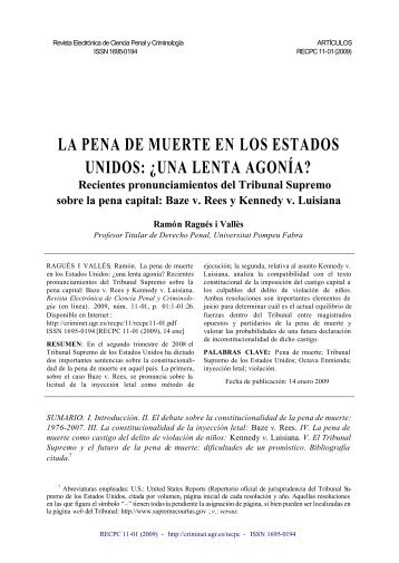 la pena de muerte en los estados unidos: ¿una lenta ... - Criminet