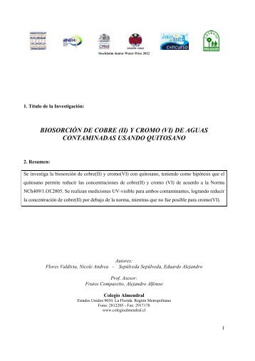 BIOSORCIÓN DE COBRE (II) Y CROMO (VI) DE ... - Junior del Agua