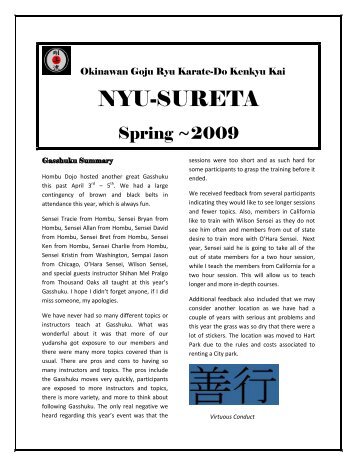 Spring 2009 - OGRKK-Okinawan Goju Ryu Kenkyu Kai