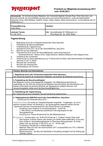 Protokoll - Sportverein Pfefferwerk e.V.