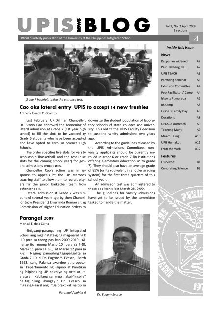 UPIS News Blog - UP Integrated School