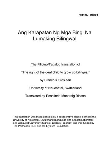 Ang Karapatan Ng Mga Bingi Na Lumaking Bilingwal - Francois ...