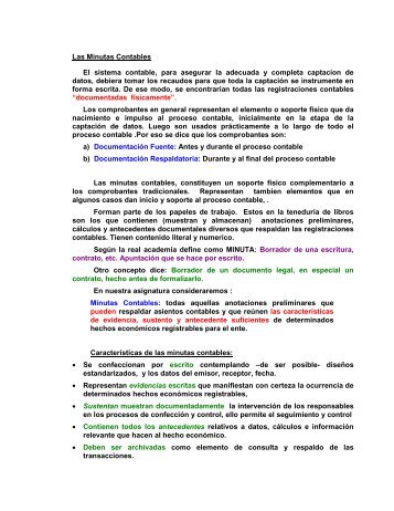 Las Minutas Contables El sistema contable, para asegurar la ...