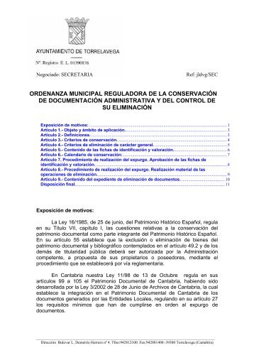 Ordenanza de la conservación de documentación administrativa