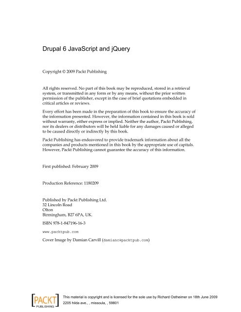 Drupal 6 JavaScript and jQuery - Ebook-Cours.com