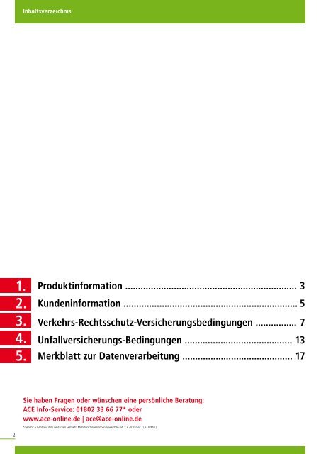 ACE Verkehrs-Rechtsschutz mit Verkehrs-Unfallversicherung