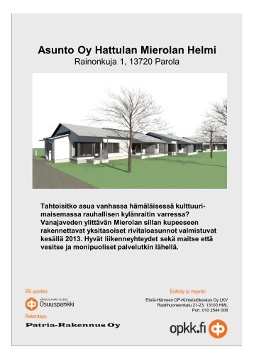 Esite ja rakennustapaselostus - Opkk-Hämeenlinna