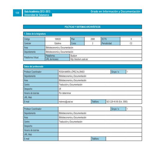 Grado en Información y Documentación - Universidad de Salamanca