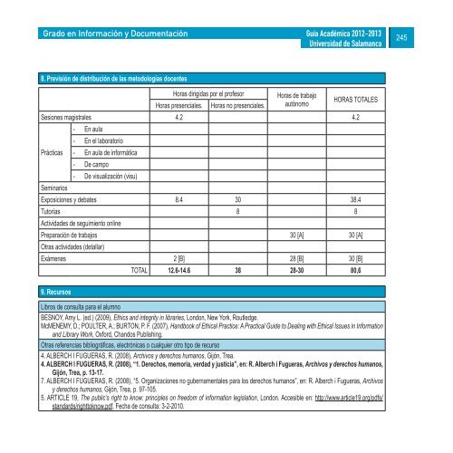 Grado en Información y Documentación - Universidad de Salamanca