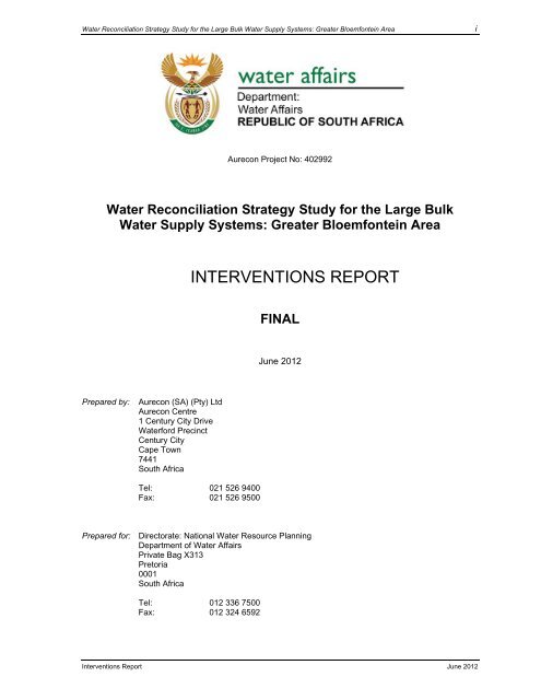 Final Interventions Report - DWA Home Page