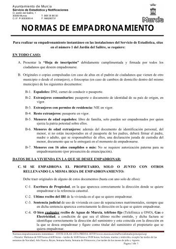 ver requisitos para empadronarse - Ayuntamiento de Murcia