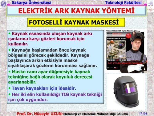 ELEKTRİK ARK KAYNAK YÖNTEMİ - Sakarya Üniversitesi