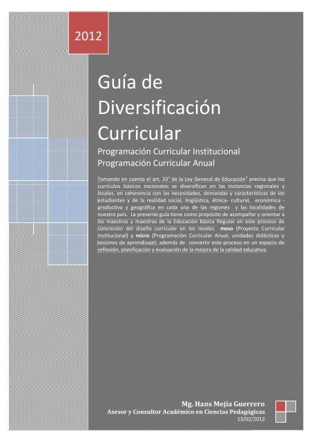 Guía de Diversificación Curricular 2012 - Ugel 06