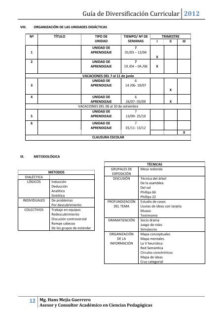 Guía de Diversificación Curricular 2012 - Ugel 06