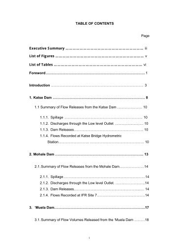 TABLE OF CONTENTS Page Executive Summary - Lesotho ...