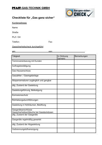 Checkliste Gas ganz sicher.pdf - Pfaff-Gas-Technik GmbH