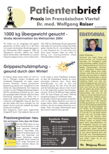 Patientenbrief Patienten brief - Praxis Dr. Wolfgang Raiser