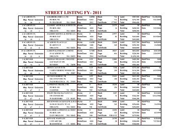 Street listing fy- 2011 - Town Of Orleans