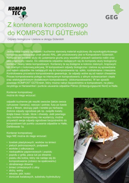 Z kontenera kompostowego do KOMPOSTU GÜTErsloh - GEG