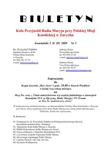 Biuletyn 5 - Polska Misja Katolicka w Szwajcarii