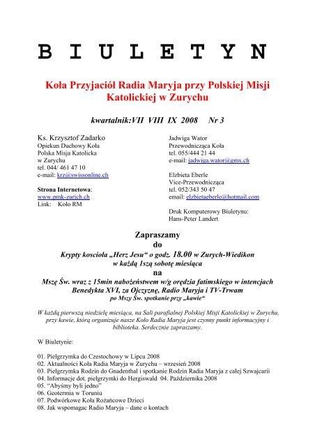 Biuletyn 3 - Polska Misja Katolicka w Szwajcarii