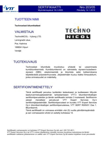 Technoelast bitumikatteet - Kattopojat Oy