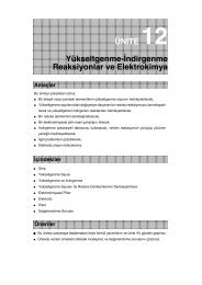 ÜNİTE 12 Yükseltgenme-İndirgenme Reaksiyonlar ve Elektrokimya