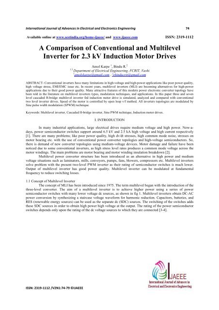 A Comparison of Conventional and Multilevel Inverter for 2.3 kV ...